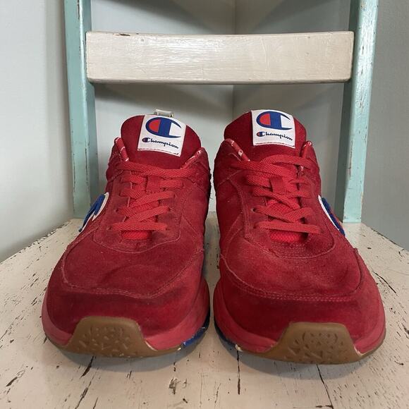 CHAMPION CMS10004M 93EIGHTEEN RED SUEDE LOW TOP SHOES SNEAKERS Men's SIZE 13m - Picture 2 of 9